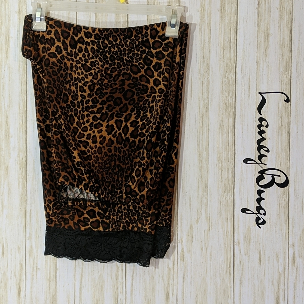 Animal print lace trim sleep pants size M